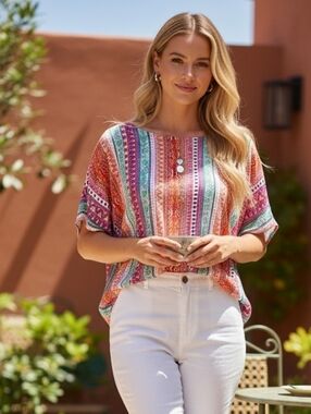 Anthropologie Maeve Milla Printed Tribal Top S